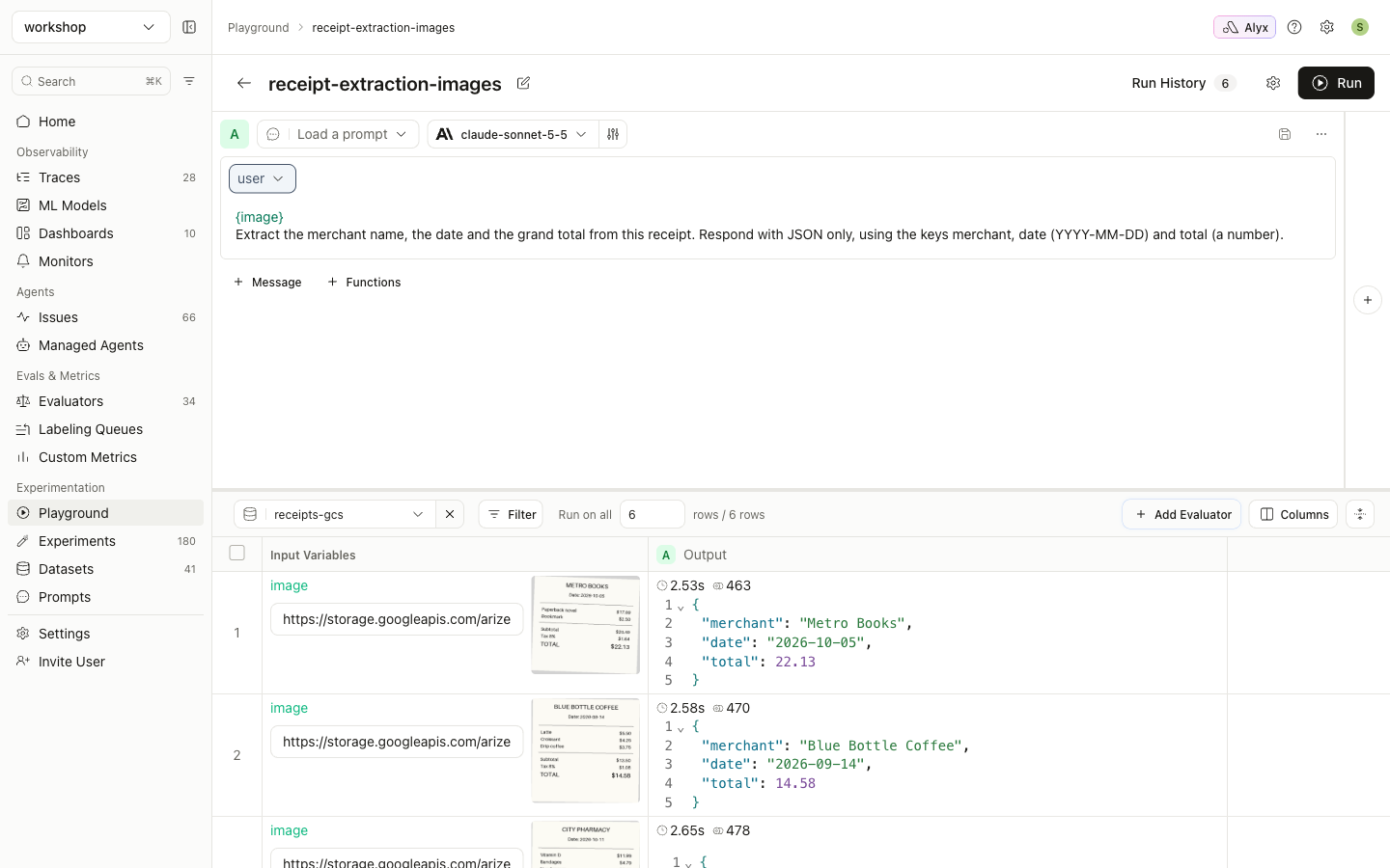 Playground over signed GCS URLs: correct extractions